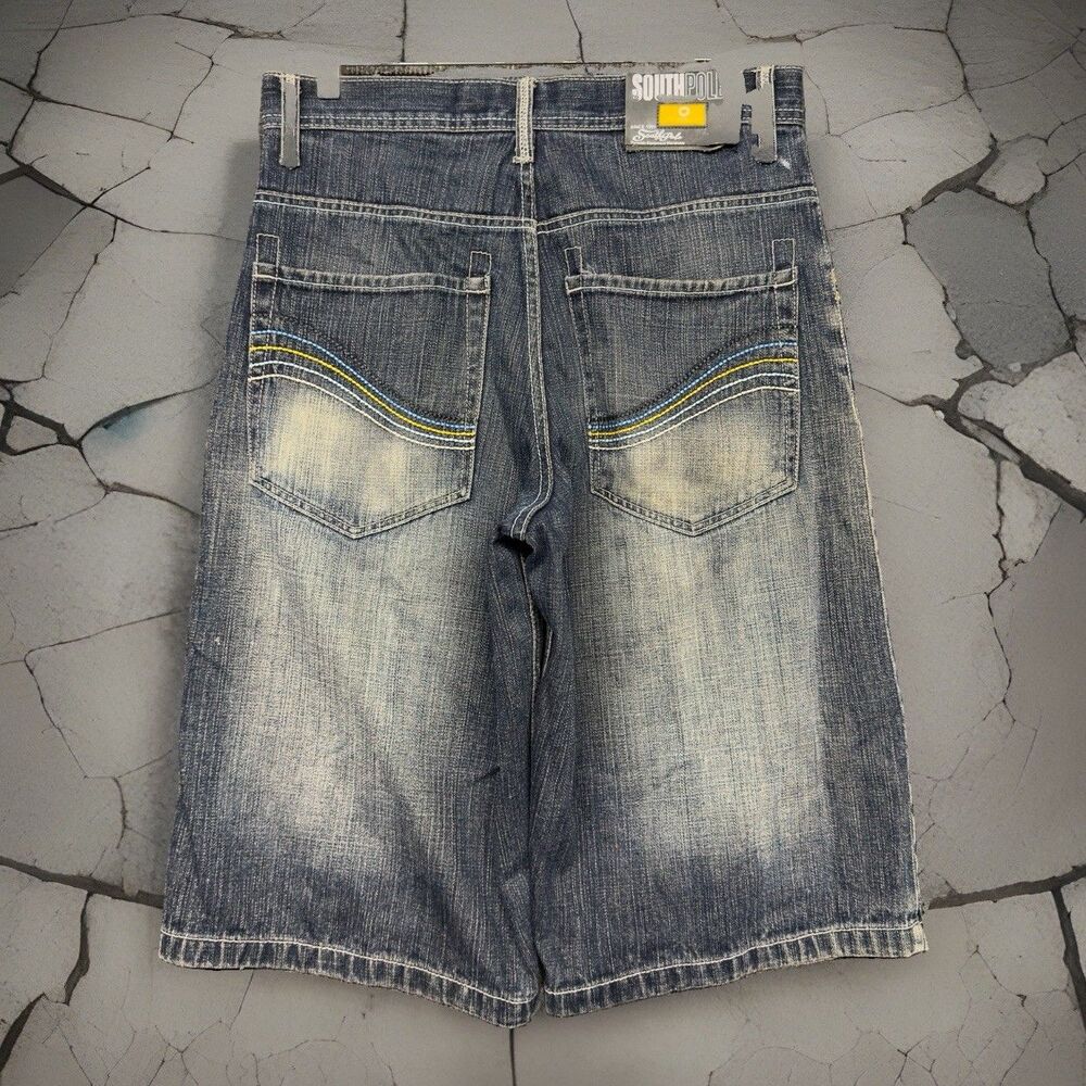 Vintage Southpole Denim Shorts Mens 32 Blue Y2K Baggy Jorts Hip Hop Streetwear